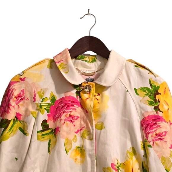 Juicy Couture White Bloomed Print Floral Jacket Sz M - Picture 4 of 15